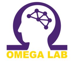 Omega Lab logo with human head silhouette and neural network.