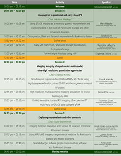 Program Scientific symposium "Detecting Parkinson's disease at early stage with MRI: recent advances and promising approaches"
